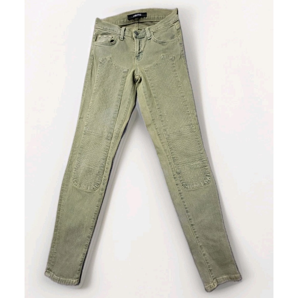 J Brand Vin Mantis Moto Skinny Jeans Womens 25 Olive Green Biker Denim Slim Leg